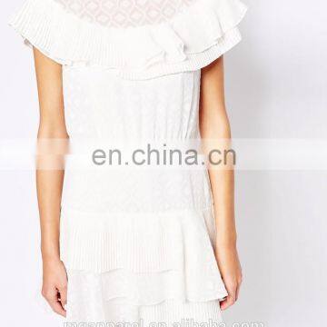 OEM Wholesale 100% Polyester Cap Sleeve White Lace Cocktai Dress photo-4