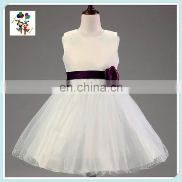 Children Party White Gown Tulle Purple Flower Girl Dresses HPC-3127