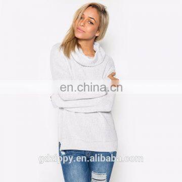 New Arrival Long Sleeve Loose High Necklin White Wholesale Jumper photo-4