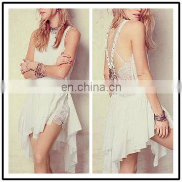 2016 Chinese Clothing Mnufacturers Embellished White Lace Vintage Cocktail Dress NT6762