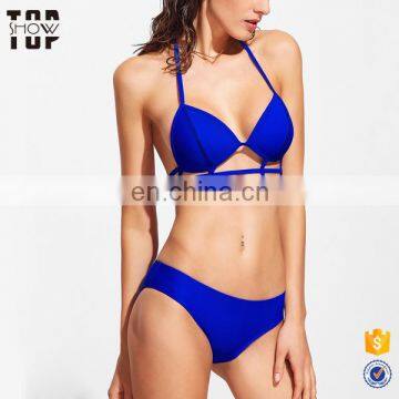 Wholesale women caged detail halter modest swimwear brazilian bikini sexy