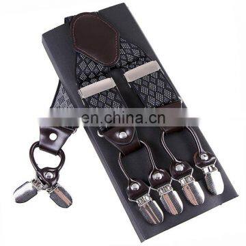 High quality fashion 6 clips suspenders for men