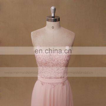 Front Split Peach Chiffon Bridesmaid Dress photo-2