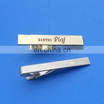 High quality golden and silver custom engraved logo matel tie bar