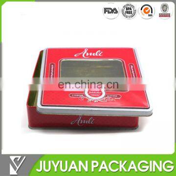 Custom rectangular metal tin boxes whith PVC window packing food