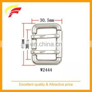 30mm fashion zinc alloy rectangle double pin buckle with roll for belt