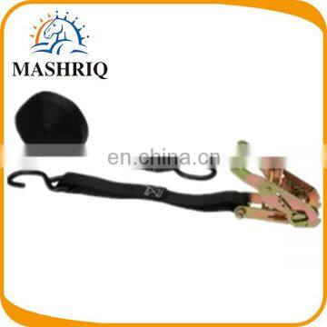 black webbing ratchet strap with s hook