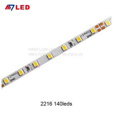 High brightness smd 2216 140led/m 24v IP20 3mm ultra slim tape led strip for cabinet