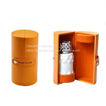 Luxury PU Leather Gift Boxes With Magnetic Lid Luxury Packaging Round Velvet Perfume Box