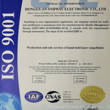 Sndway ISO9001 certificate standard 2015