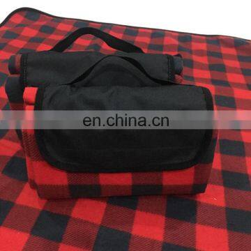 100% polyester fleece check waterproof outdoor blanket