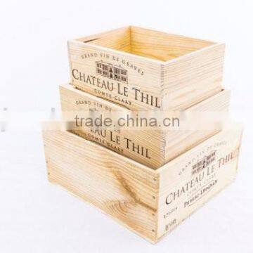 Custom logo unfinished pine wooden crate box,storage crate wood