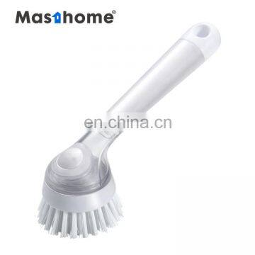 Masthome Durable round head long handle TPR kitchen cleaning soap dispensing dish washing brush