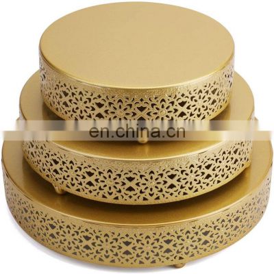 3-Piece gold Cake Stand Set Round Metal Cake Stands Dessert Cupcake Pastry  Display Plate for Wedding Event Birthday Party