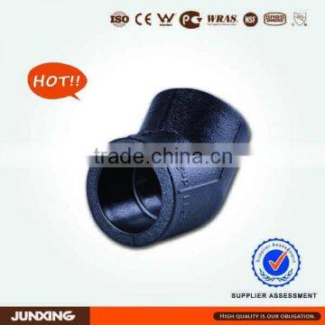 Top10 manufacture PE100 SDR17 45 degree elbow for pe pipe