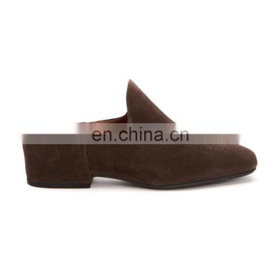 Ladies elegant suede slip on flats fashionable sandals shoes lady footwear (LAJft0014)