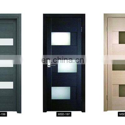 Foshan Factory Apartment Solid Core Modern Interior Design Wooden Door With Glass
