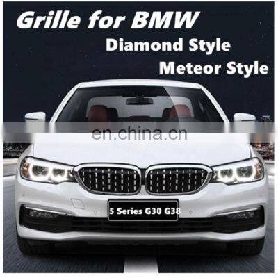 Black Silver Diamond Front Kidney Grille Fit for BMW G30 G38 New 5 Series 2017-