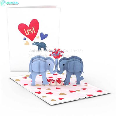 Love Elephants 3D Pop-up Card Best Valentine’s Day Pop-up Card Showing Love to my Girlfriend