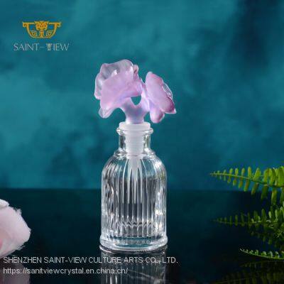 NEW ARRIVAL Handmade Design Crystal Purple Flower Shape 100ml Perfume Bottle photo-2