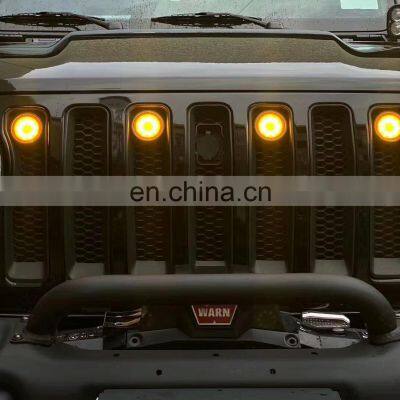 Offroad Grille Light for Jeep Wrangler JK 16-17 Yellow Shell Yellow Light ABS Grille Foglight Car Body Parts Light photo-4