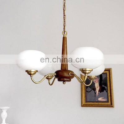 Glass Pendant Light Simple Decor Glass Ball Hanging Lamp For Bedroom Living Room Nordic Solid Wood Chandelier