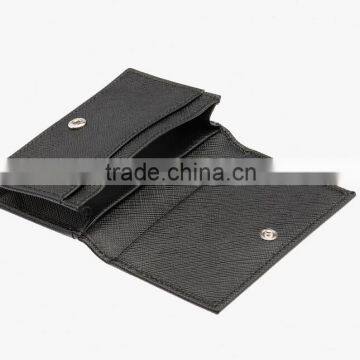 High Quality White and Black Color Genuine Saffiano Leather Credit Card Holder Purse Business Name Card Pouch