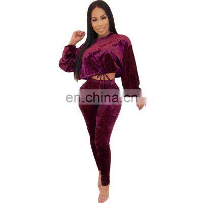 Custom design sexy night dress velvet track suit for women