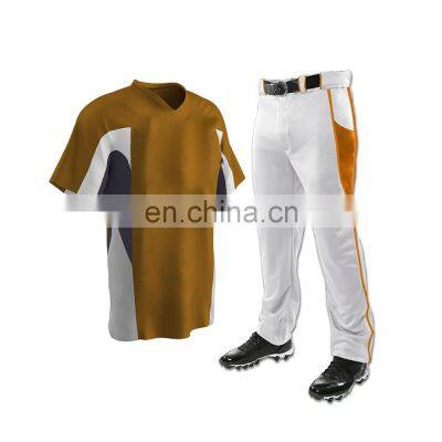 Sublimation custom logo brand fabric v neck baseball uniform jersey short sets 3/4 blank baseball t shirts for men