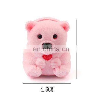 Lovely Velvet Gift Box Cute Bear Jewelry Box Wedding Ring Box Necklace Ring Case Earrings Holder for Jewelry Display