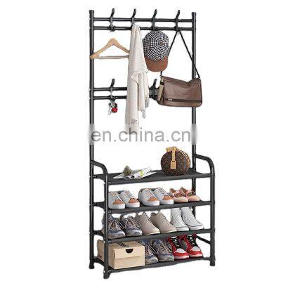 4 Tier Standing Metal Entrance Hall Coat Shoe Clothes And Hat Hanger Rack Storage Stand Shelf Shelves