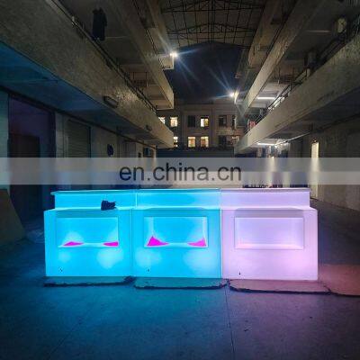 Plastic Durable Waterproof Movable L Shape White Straight LED Mobile Bar Counter Portable LED Light Modern Furniture Commercial