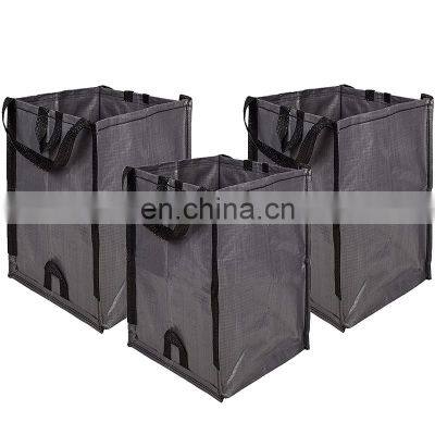 Collapsible 48 gallons new design 3pack gray polypropylene garden leaf waste bag