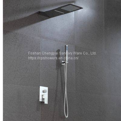 Ultra thin three functions shower overhead rain and waterfall wall mounted