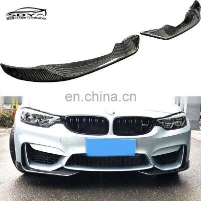 F80 F82 Real Carbon Fiber  AC Style Car Front Canards Lip Bumper Splitter Lip Spoiler Diffuser Protector For BMW M4 F82 M3