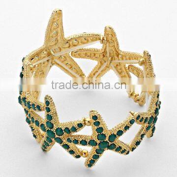 Fashion Beach and Sea Life Jewelry Pave Bead Starfish Stretch Bangle Bracelet photo-6