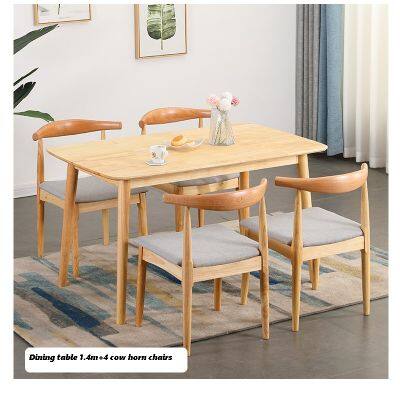 Solid Wood Chair Table and Chair Combination photo-3