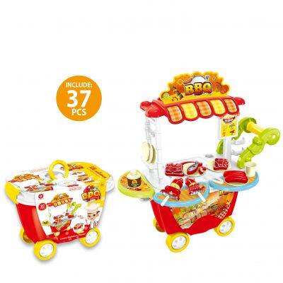 Kitchen Chief Toys Fast Food Role Play Cooking Game Trolley Plastic Cutlery Cart photo-5
