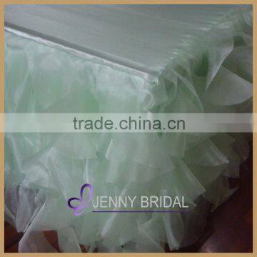 TC012G Custom Well-made Ivory White Curly Willow Table Skirt,skirt for Round Table photo-3