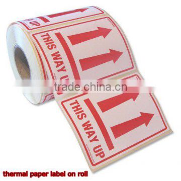 Thermal paper label on roll