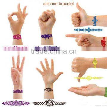 Multi Tattoo Shapes Hollow Silicone Bracelet with high quality