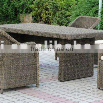 Outdoor furniture rattan dinning set polywood top table