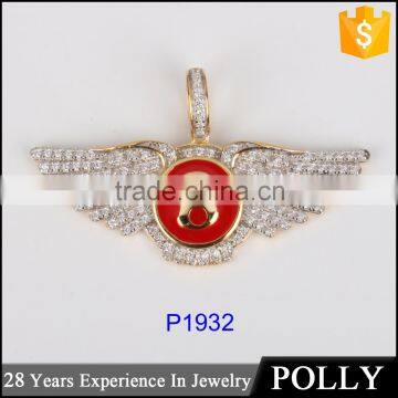 High quality 100% 925 sterling silver wing pendant necklace with zircon