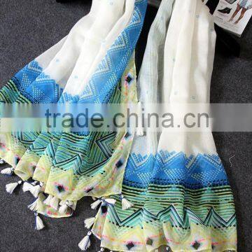 Fresh New Design Long Large Size Fashion Women Linen Cotton Tassel Scarf photo-3