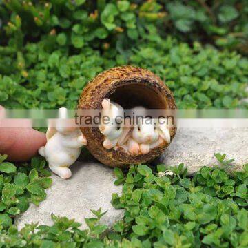 Miniature Fairy Garden Bunnies in a Walnut