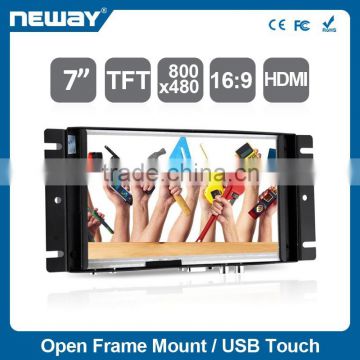 Lcd open frame 7" touch screen HD and vga monitor