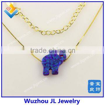 Fashion New Lucky Synthetic Elephant Opal Gemstone 925 Silver 18K Gold Jewelry photo-2