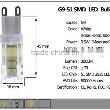New Design SMD 2835 G9 AC 110/220V 3.5w LED Corn Bulb Light photo-5