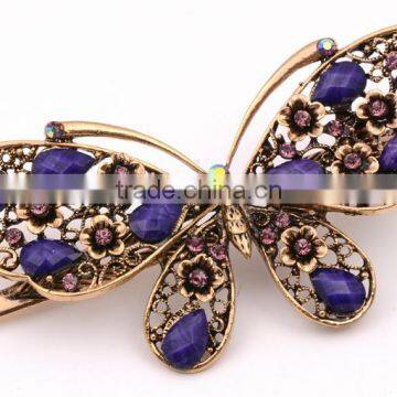 2015 Fashion Jewelry Butterfly resin stones alloy hairpin