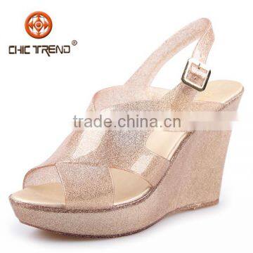 2016 summer cheap wholesale sandals pvc upper jelly shoes crystal glitter plastic shoes for women